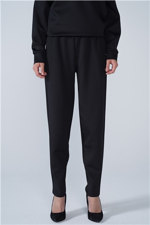 Scuba Kumaş Havuç Pantolon Siyah