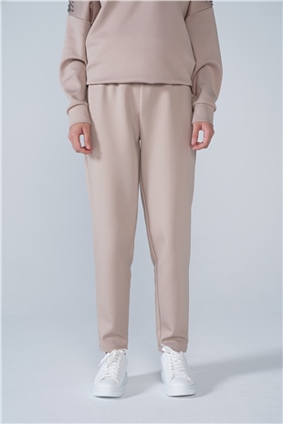 Scuba Kumaş Havuç Pantolon Vizon