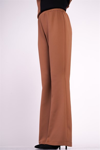 Scuba Kumaş İspanyol Paça Sasha Pantolon Taba