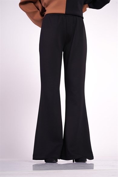 Scuba Kumaş İspanyol Paça Sasha Pantolon Siyah
