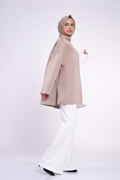 Scuba Kumaş İspanyol Paça Sasha Pantolon Beyaz