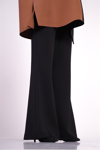 Scuba Kumaş İspanyol Paça Sasha Pantolon Siyah