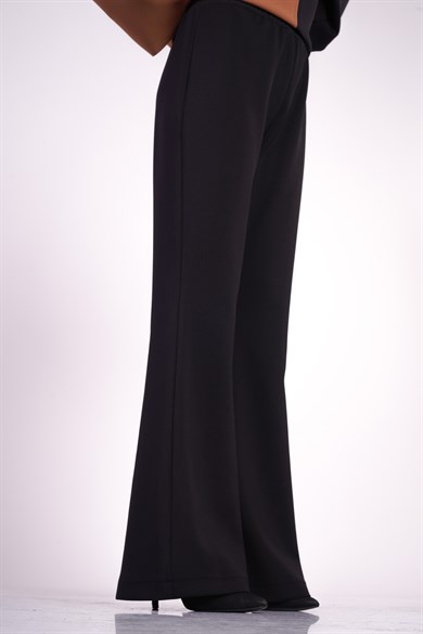 Scuba Kumaş İspanyol Paça Sasha Pantolon Siyah