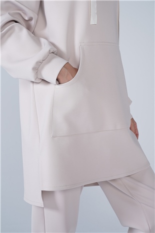 Scuba Kumaş Kanguru Cepli İkili Takım Taş