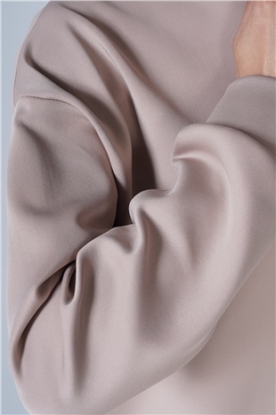 Scuba Kumaş Kapşonlu Paça Lastik Detaylı Defne İkili Takım Vizon