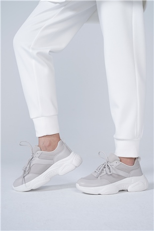 Scuba Kumaş Kapşonlu Paça Lastik Detaylı Defne İkili Takım Beyaz