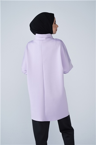 Yüksek Yaka Basic Scuba Tunik Lila