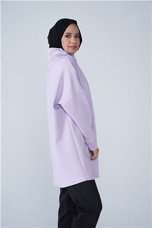 Yüksek Yaka Basic Scuba Tunik Lila