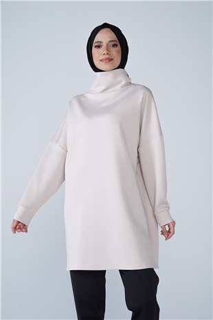 Yüksek Yaka Basic Scuba Tunik Taş