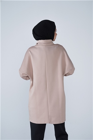 Yüksek Yaka Basic Scuba Tunik Vizon