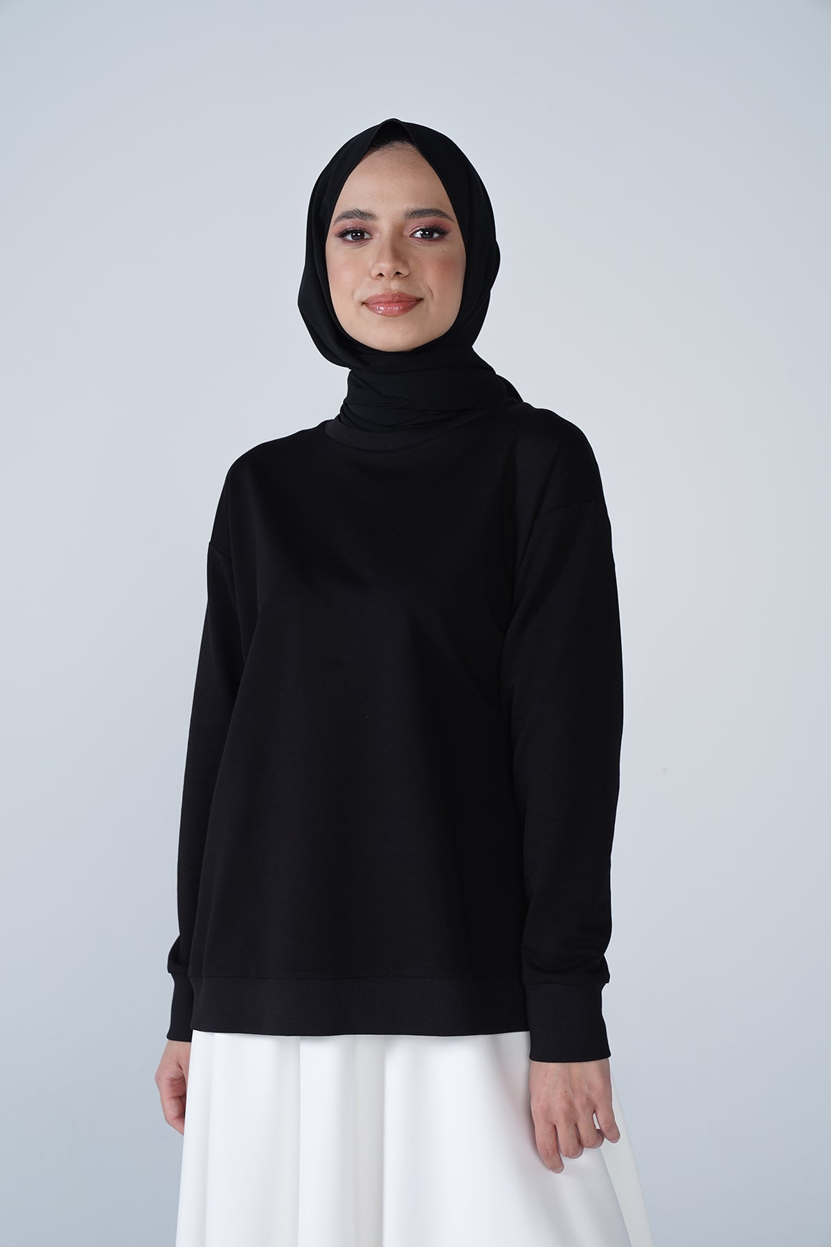 Bisiklet Yaka Basic İki İplik Swaet Siyah