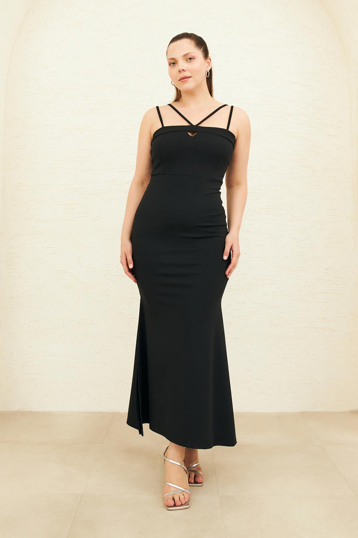 SİYAH BALIK FORM ABİYE ELBİSE | curly