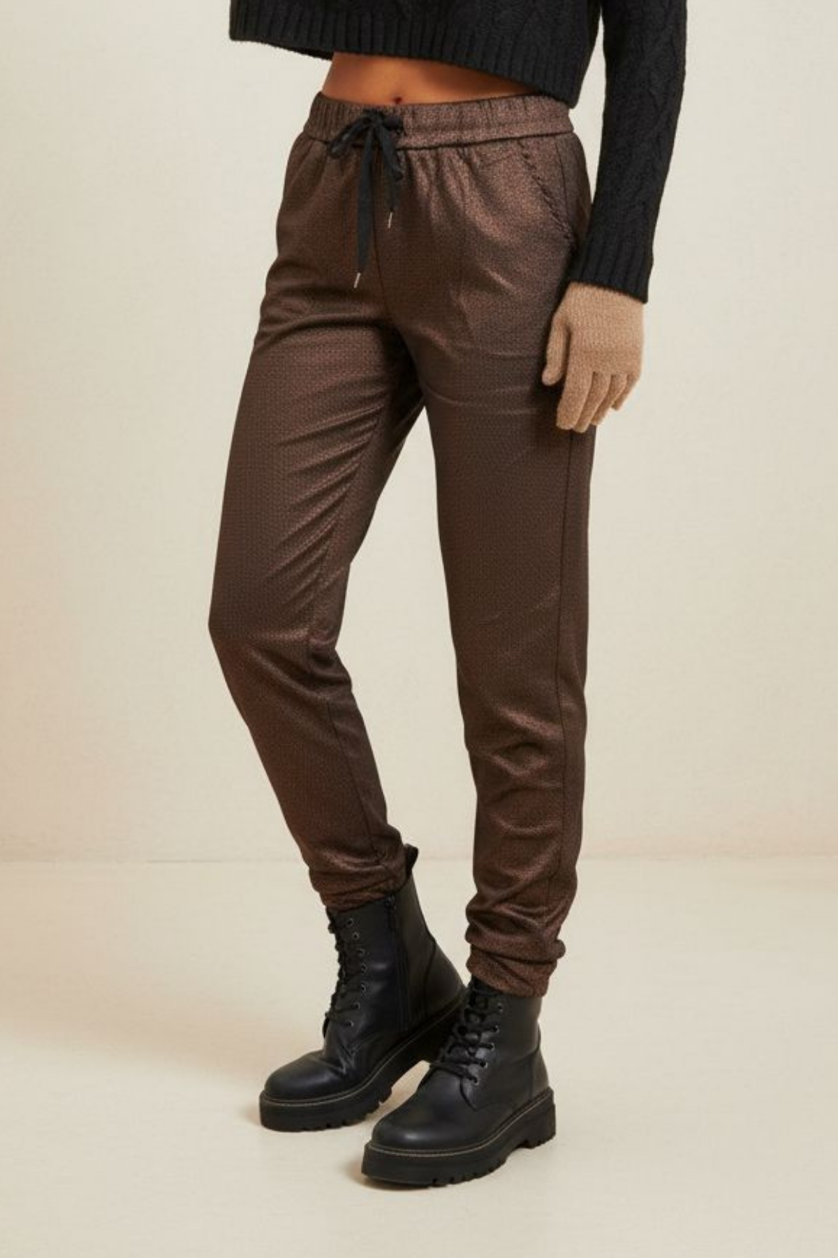 KAHVERENGİ DESENLİ JOGGER PANTOLON | curly
