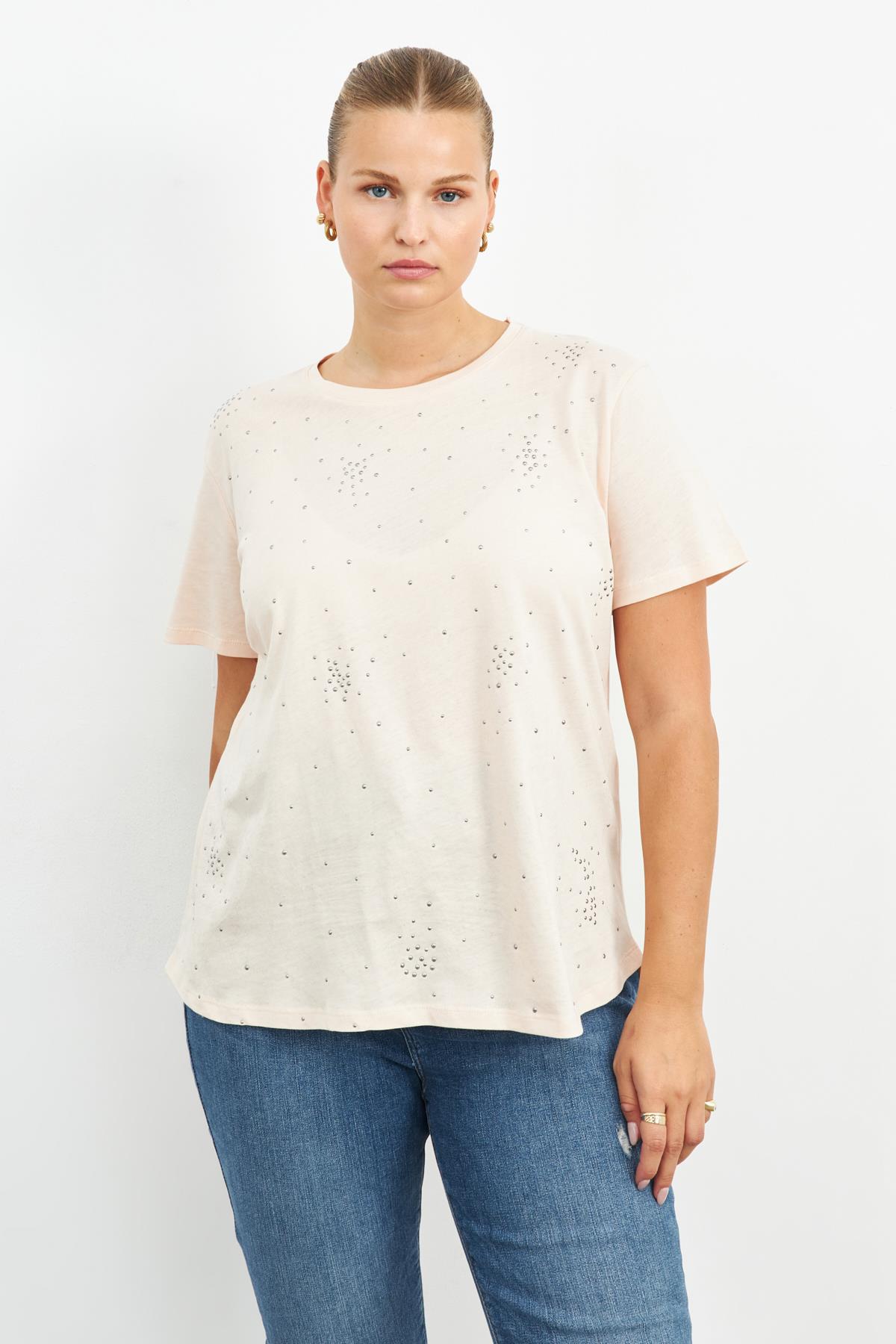 NUDE SERPME TAŞLI T-SHIRT | curly