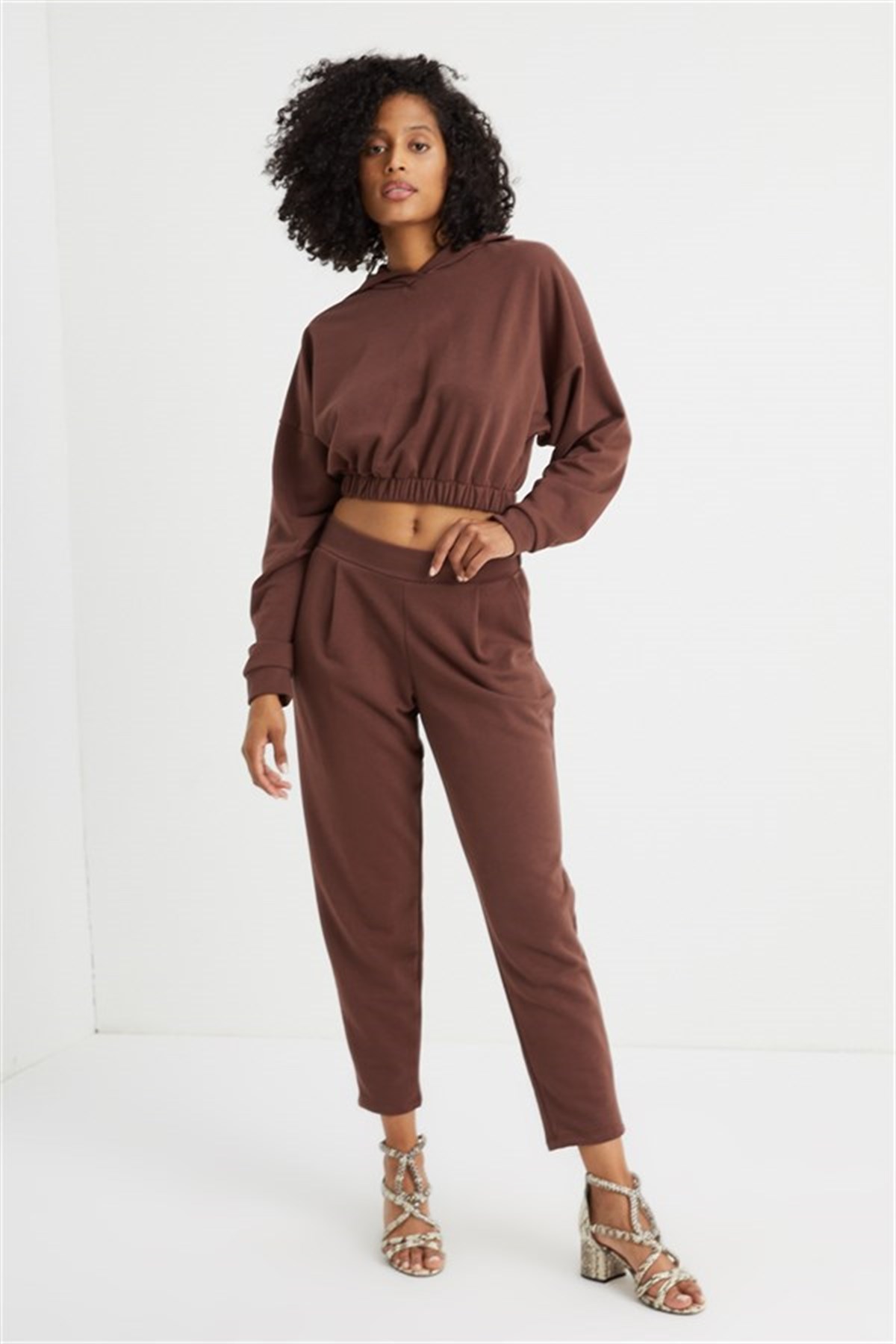 Pamuk kumaş, Cepli, Pile Detaylı Jogger Pantolon | curly