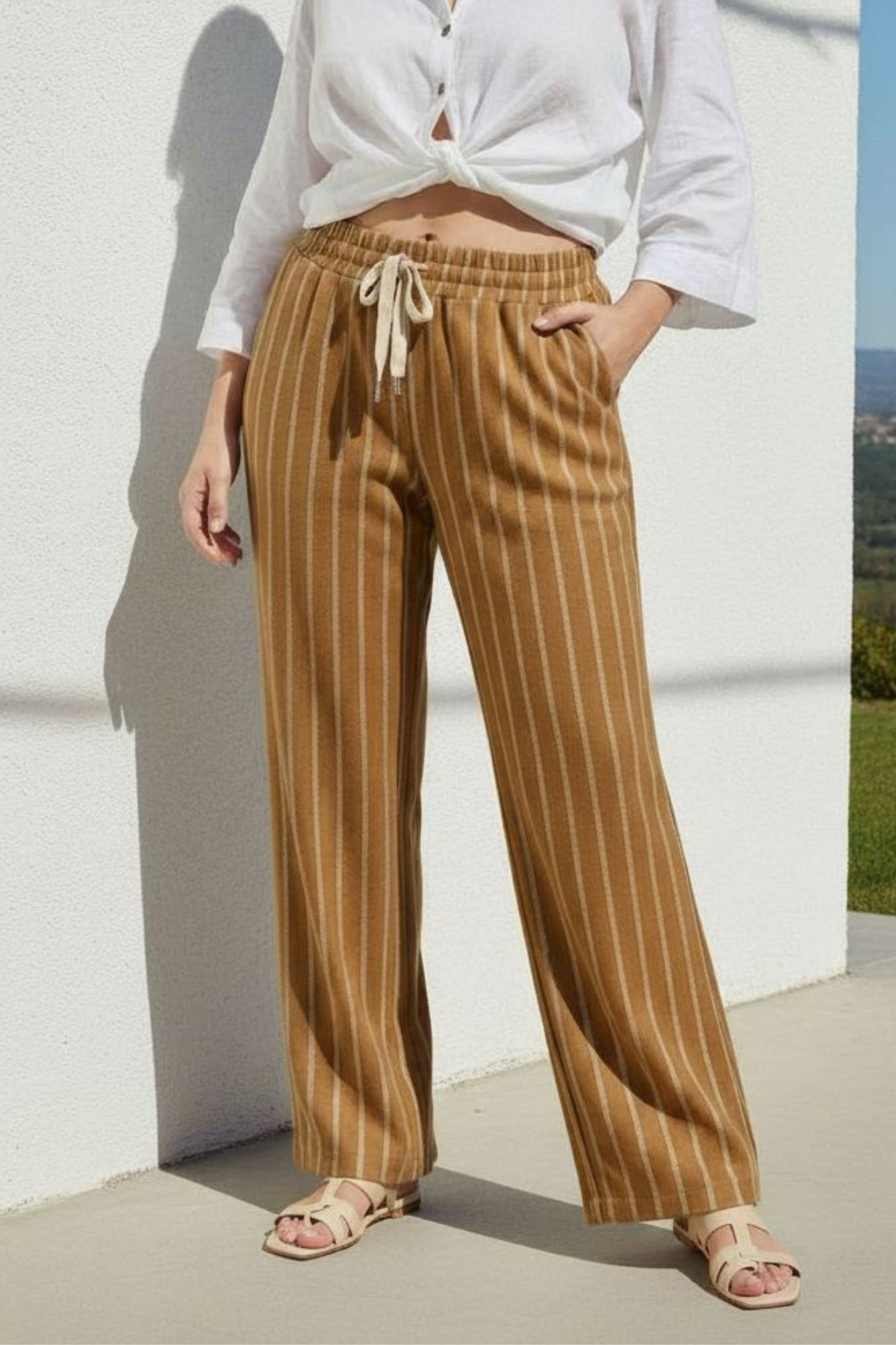 TABA ÇİZGİLİ ODUNCU PANTOLON | curly