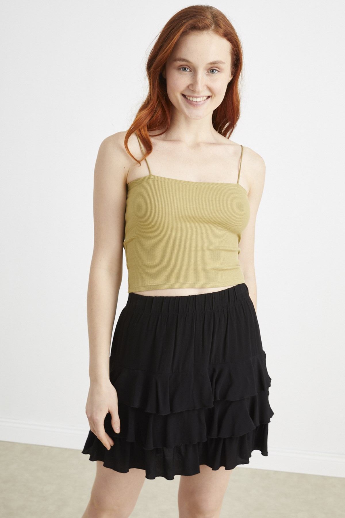 YAĞ YEŞİLİ, İP ASKILI BÜSTİYER | curly