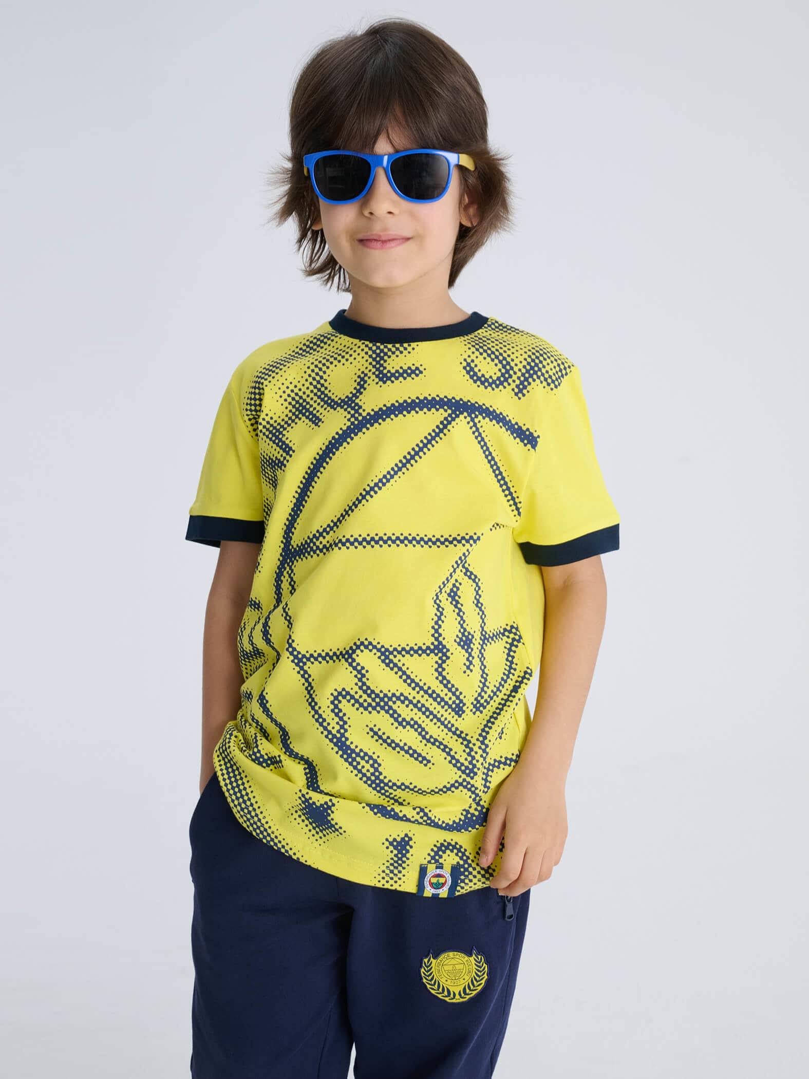 Fenerium Çocuk Trıbun Halftone Logolu Fenerbahçe Tişört TK010CFY28