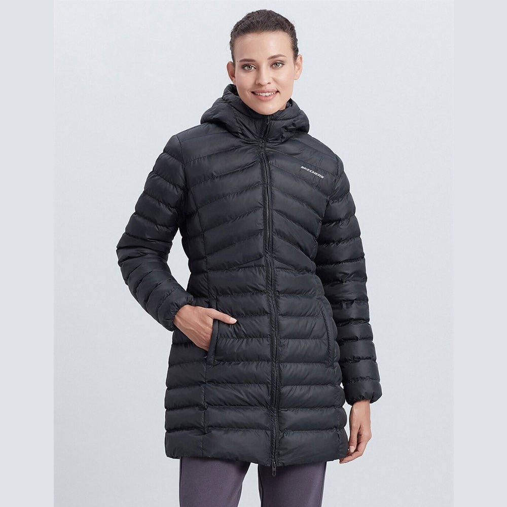 Skechers W Essential Maxi Length Hooded Jacket Kadın Mont