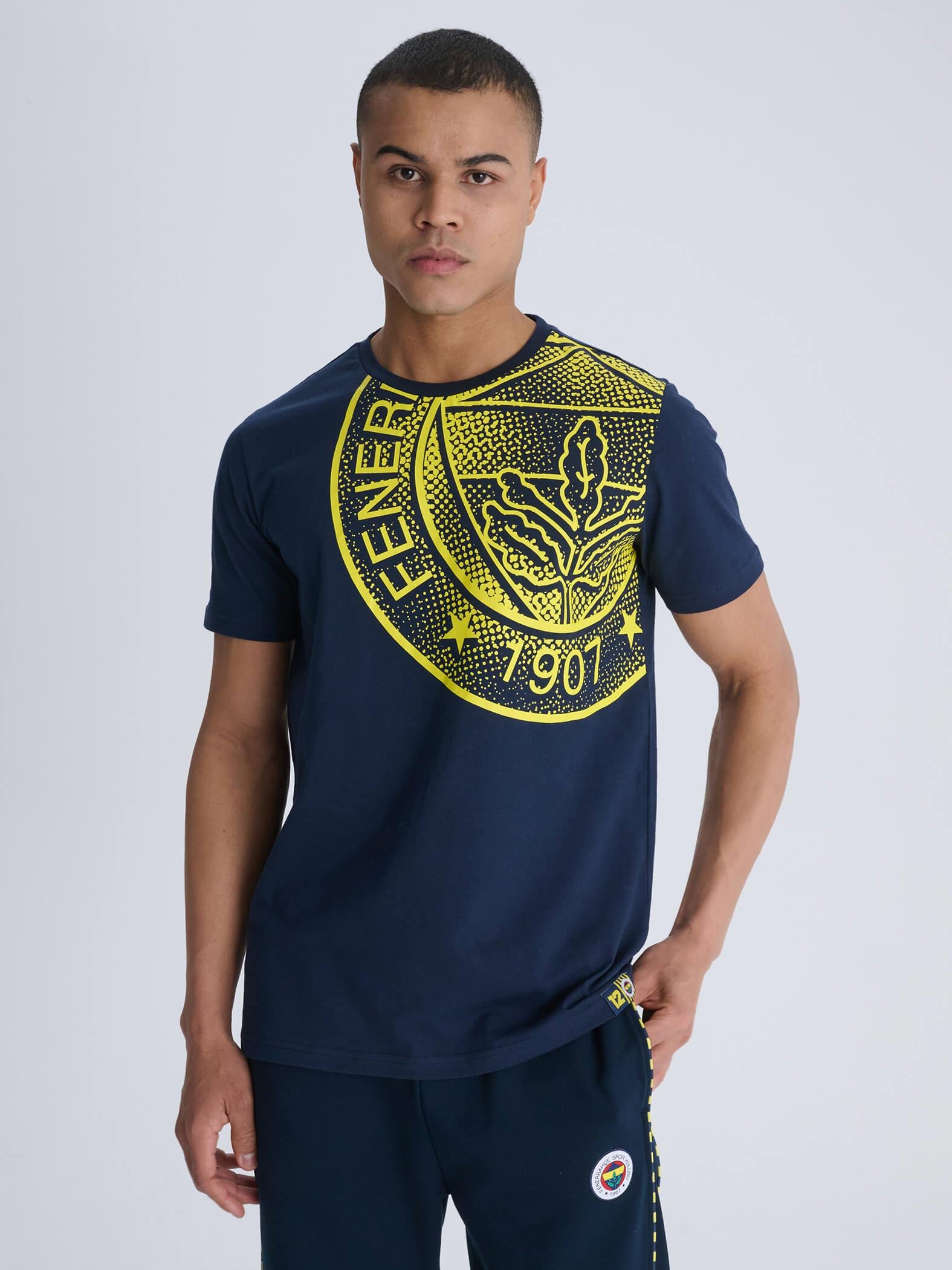 Fenerbahçe Tribün Halftone Logolu Erkek Tişört TK010EFY02