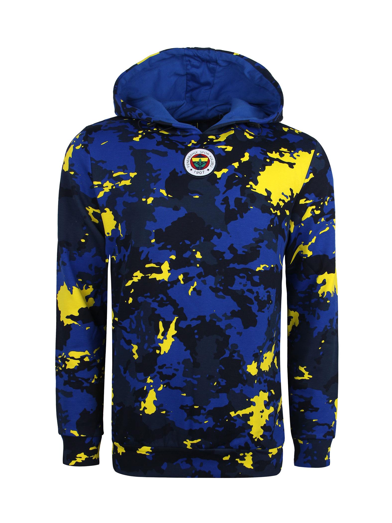 Fenerbahçe Tribün Sarı Lacivert Kamuflaj Erkek Sweat TK017EFK02