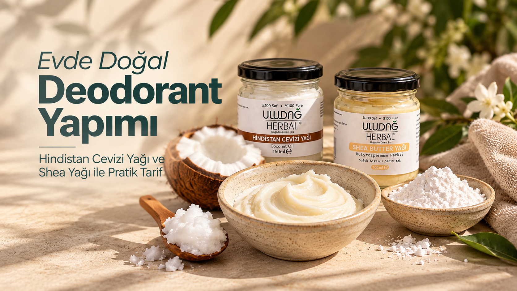 Uludağ Herbal Hindistan cevizi yağı ve shea yağı ile evde deodorant yapımı tarifi