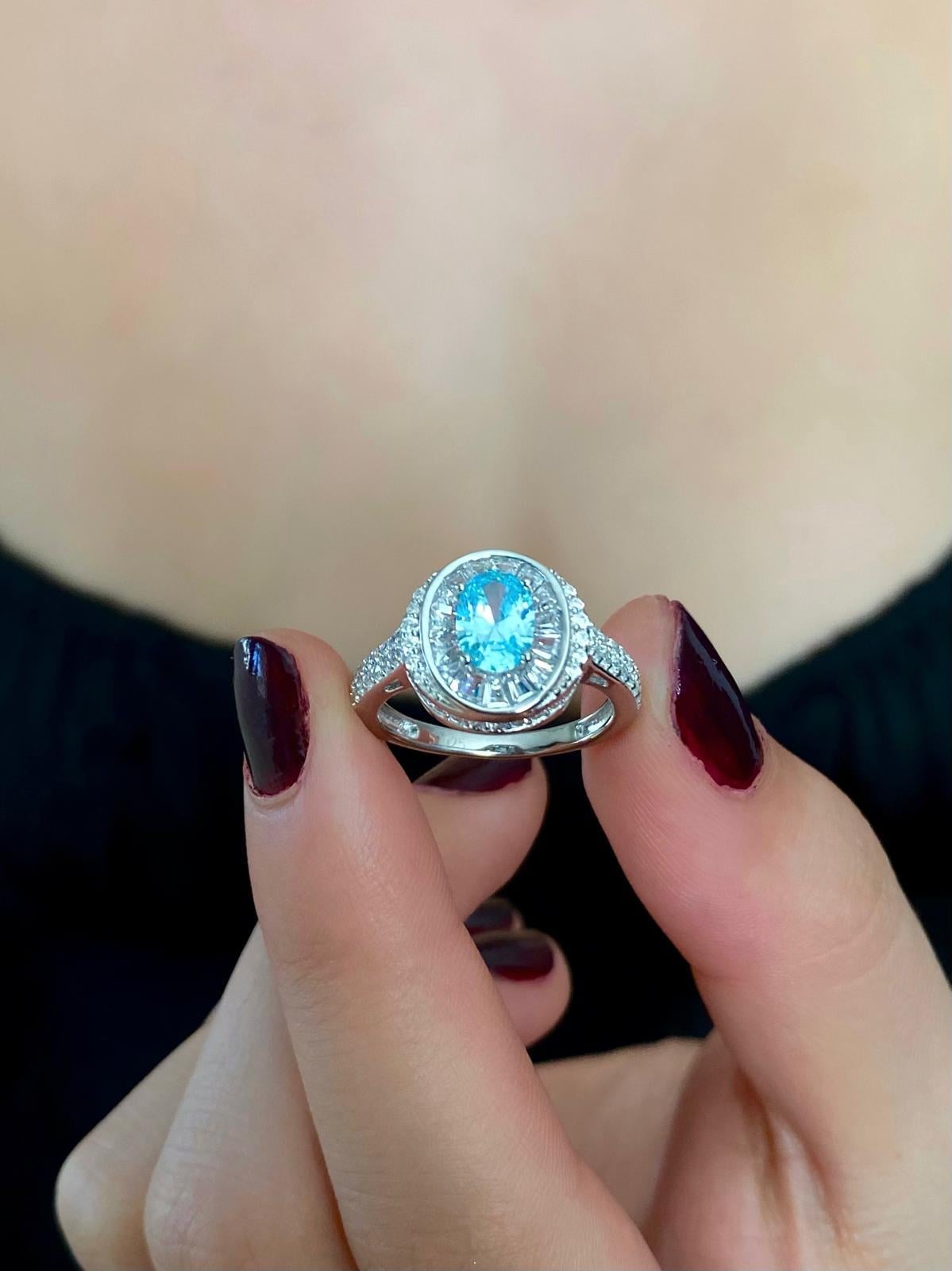 Oval Aqua Yüzük