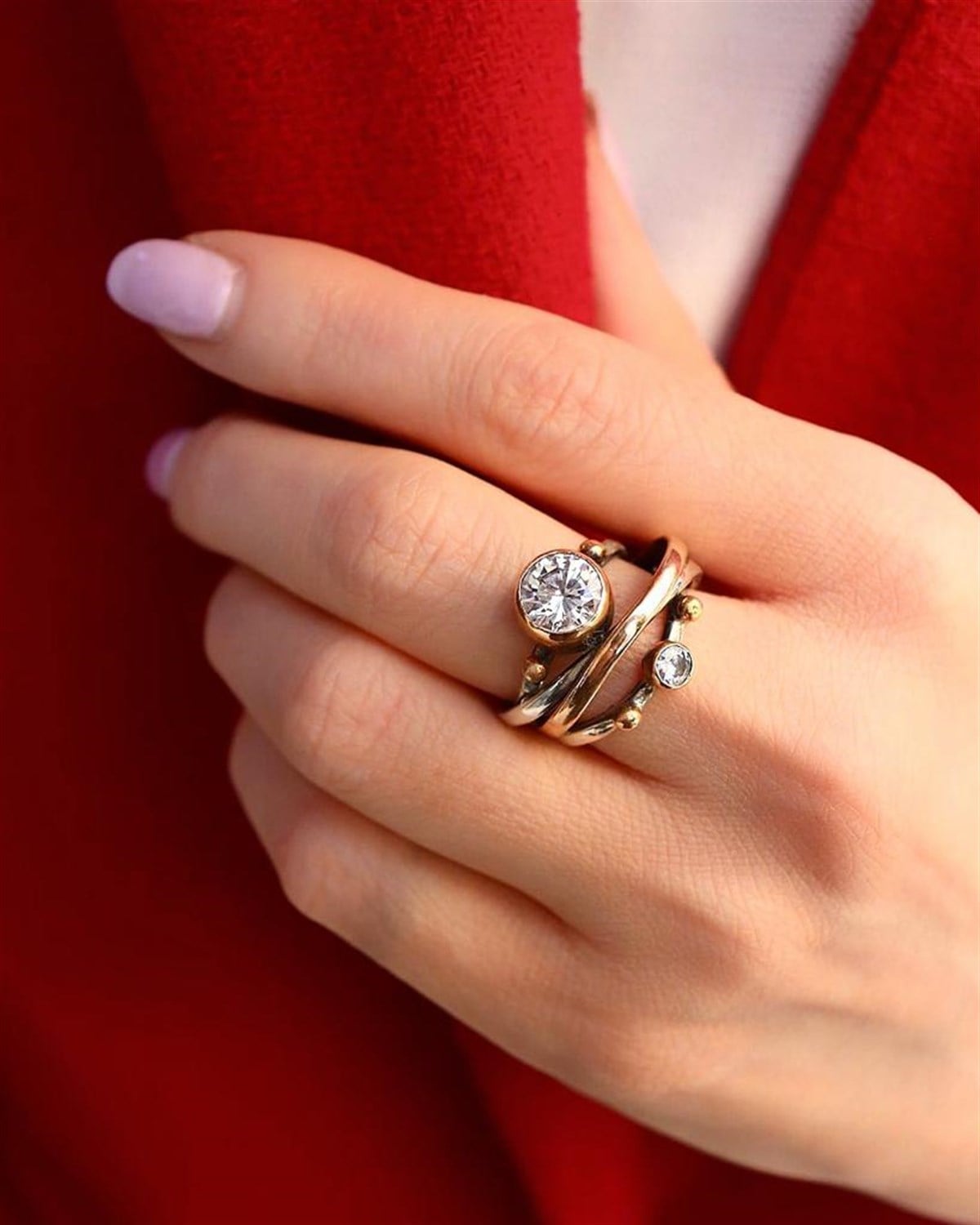 Zirkon Taşlı Tasarım Yüzük