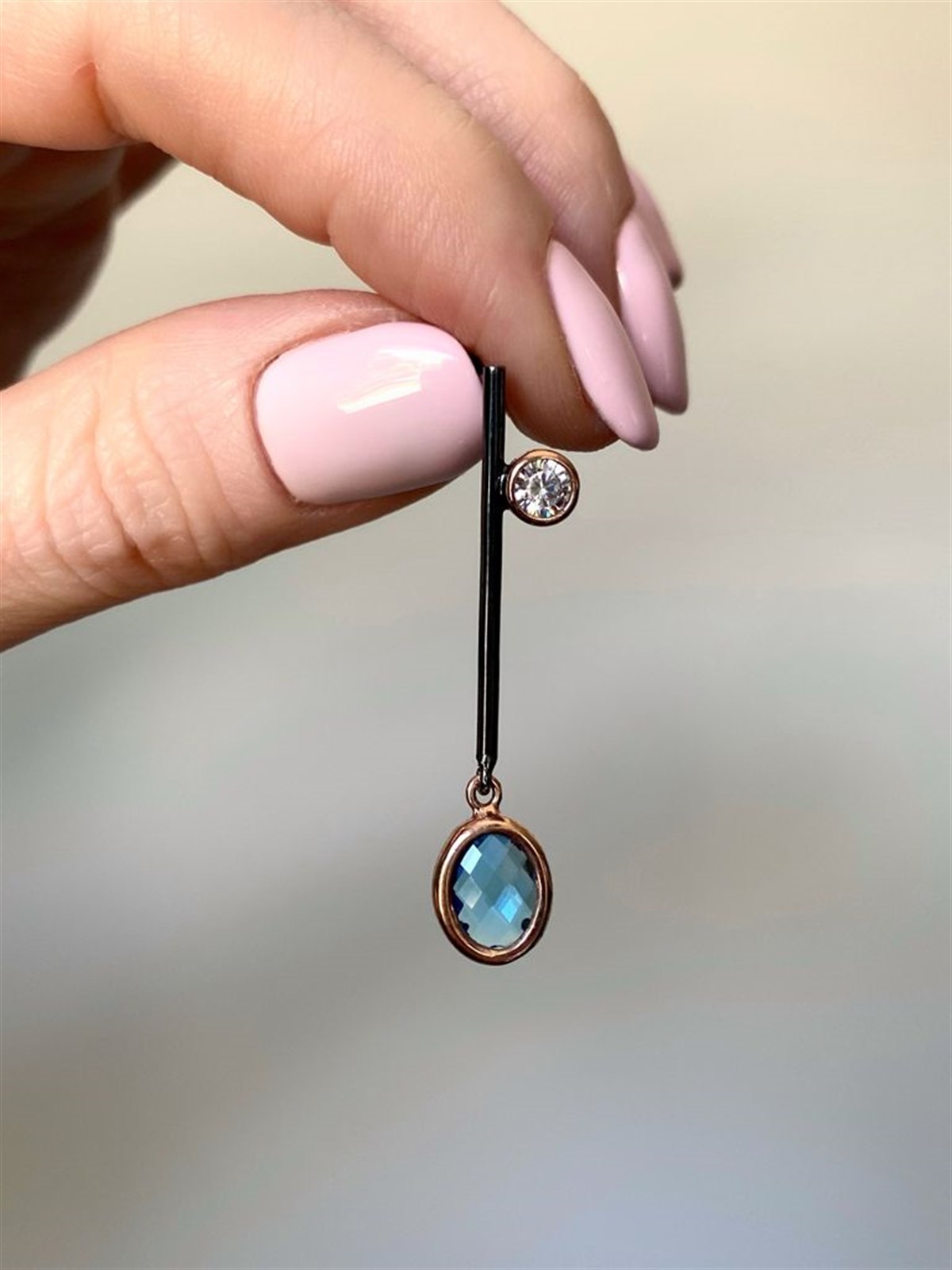 Çubuk Aquamarine Tasarım Küpe