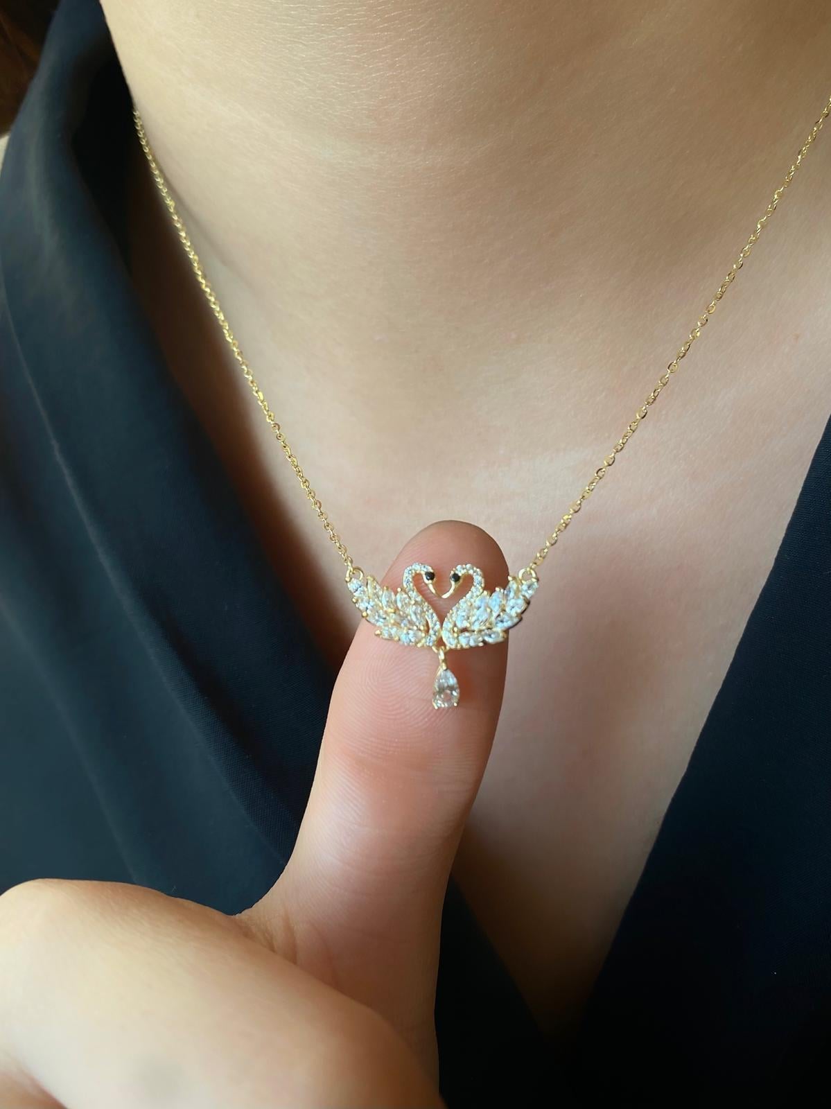 Kuğu Kolye Ve Küpe