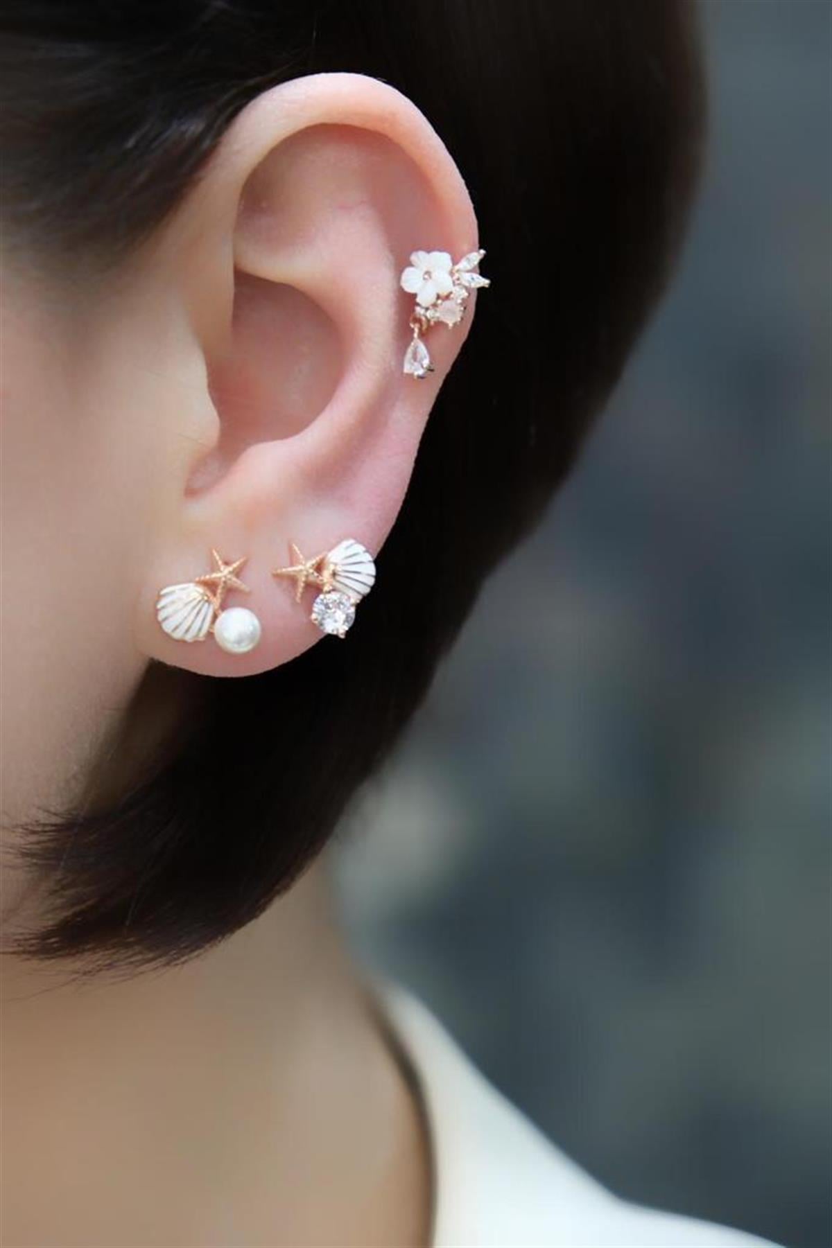 İncili İstiridye Küpe