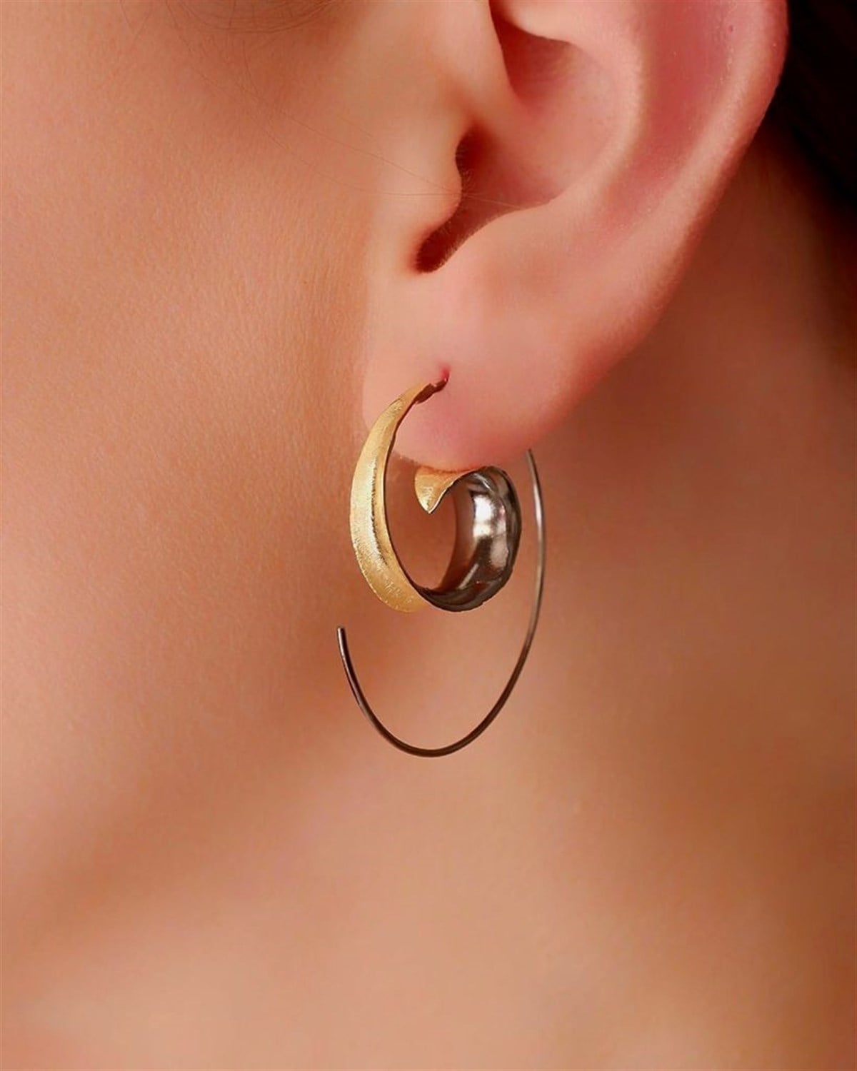 Lava El Yapımı Gold Küpe