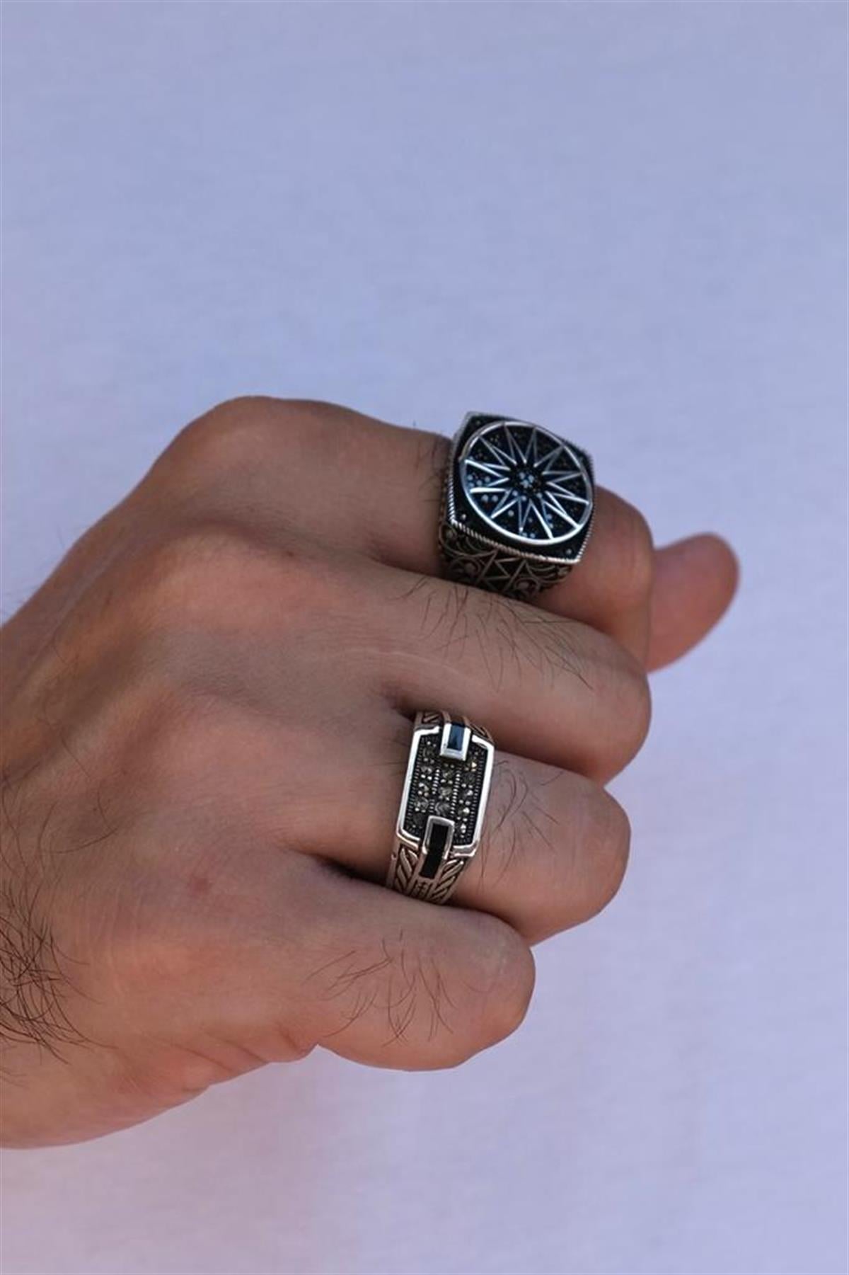 Markazit Ve Oniks Taşlı Yüzük