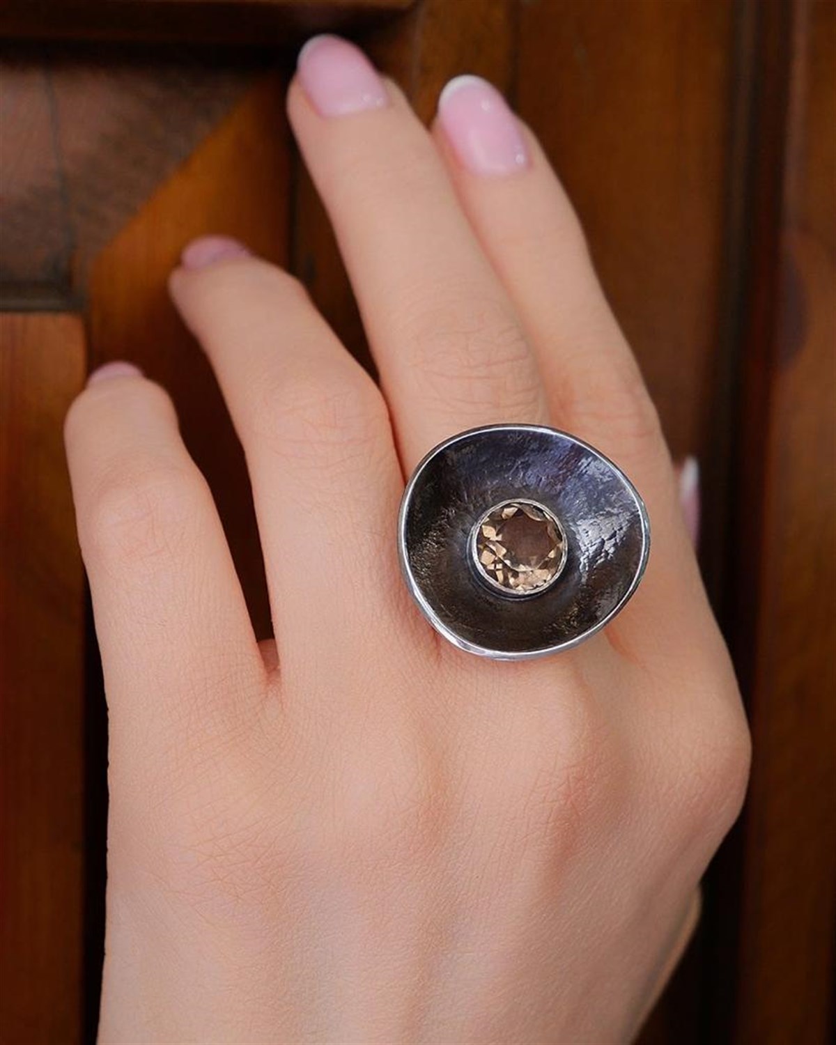 Özel Tasarım Smoky Quartz Taşlı Yüzük