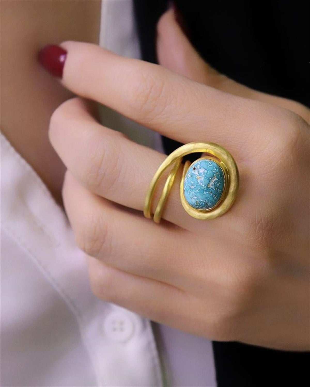 Özel Tasarım Turkuaz Taşlı Yüzük