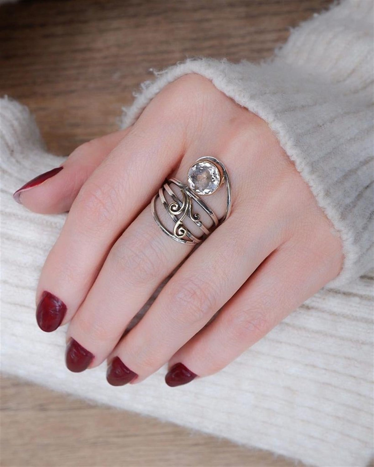 Pembe Quartz Taşlı Yüzük