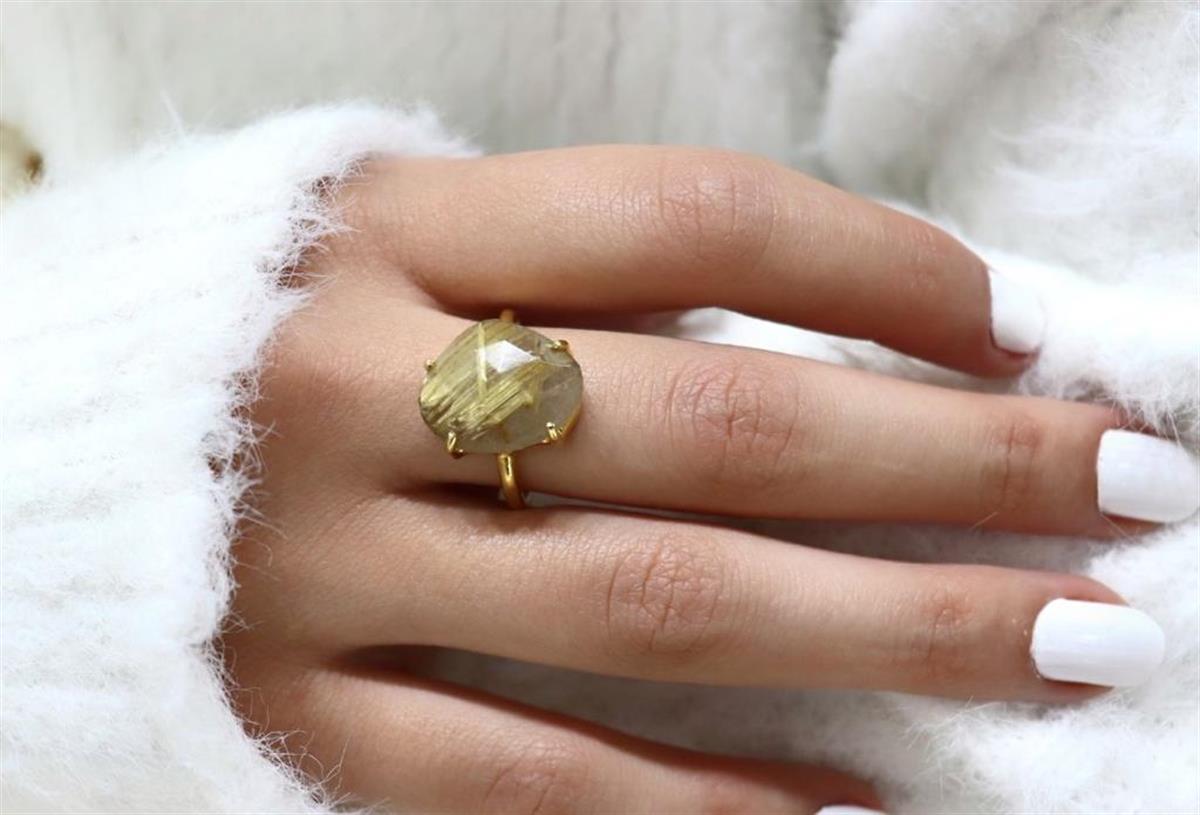 Rutilli Kuvars Taşlı Yüzük 