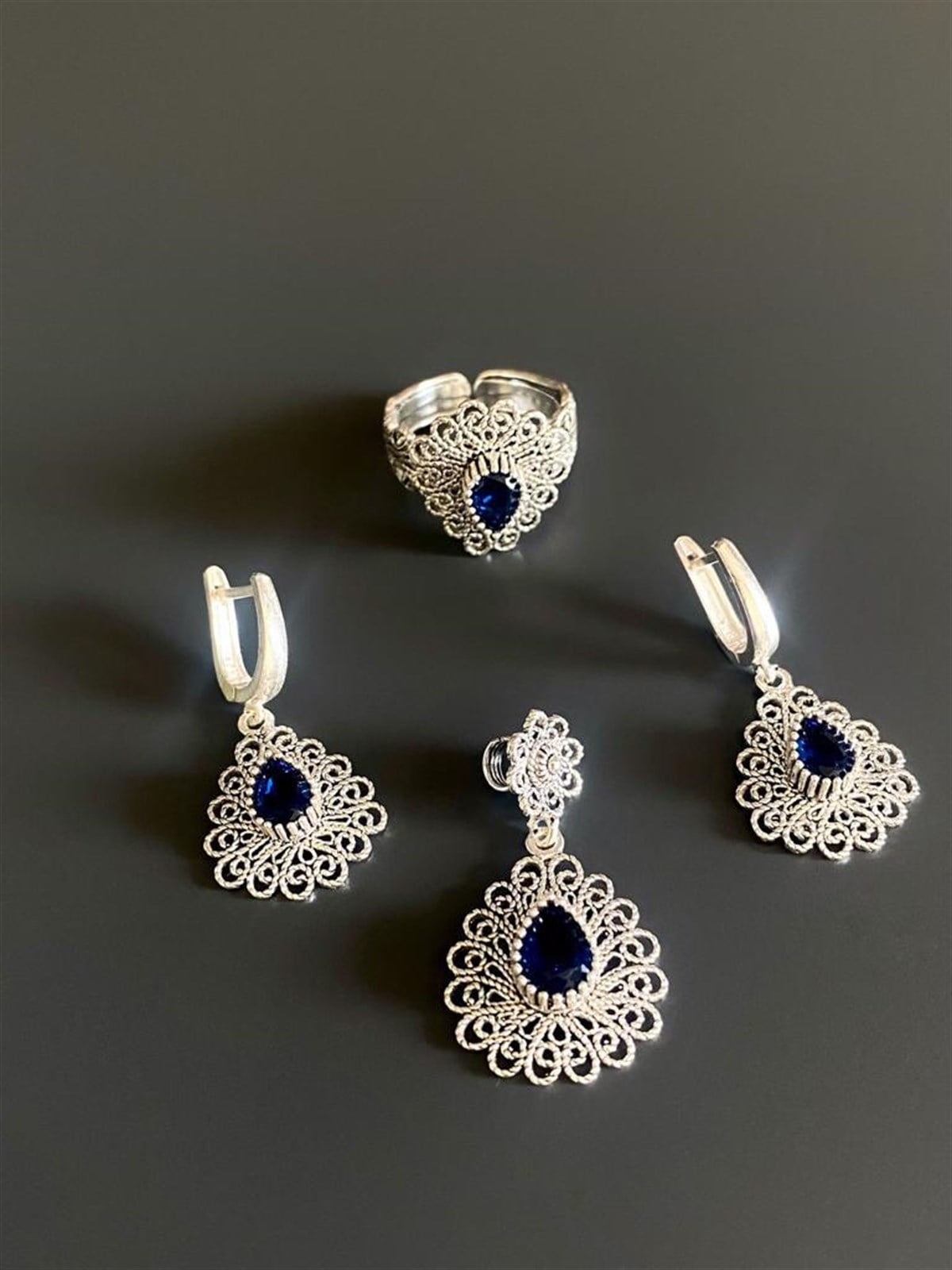 Safir Taşlı Telkari Set