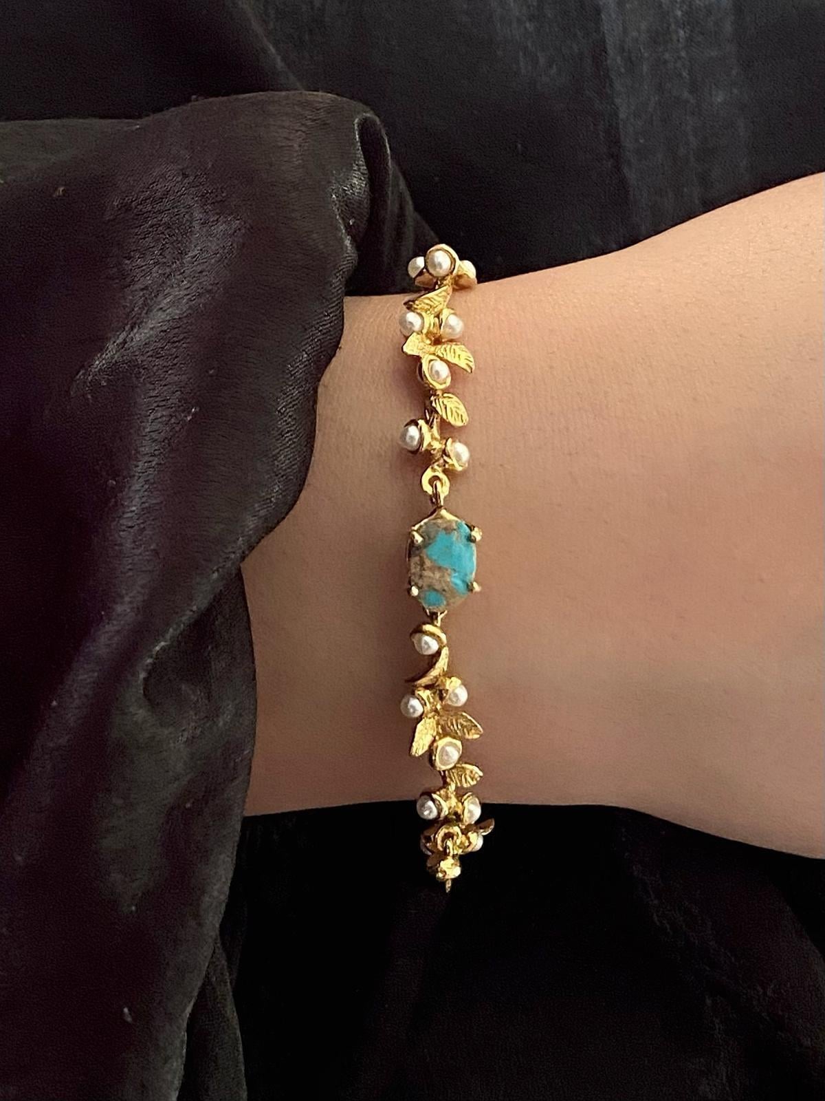 Turkuaz Ve İnci Bileklik