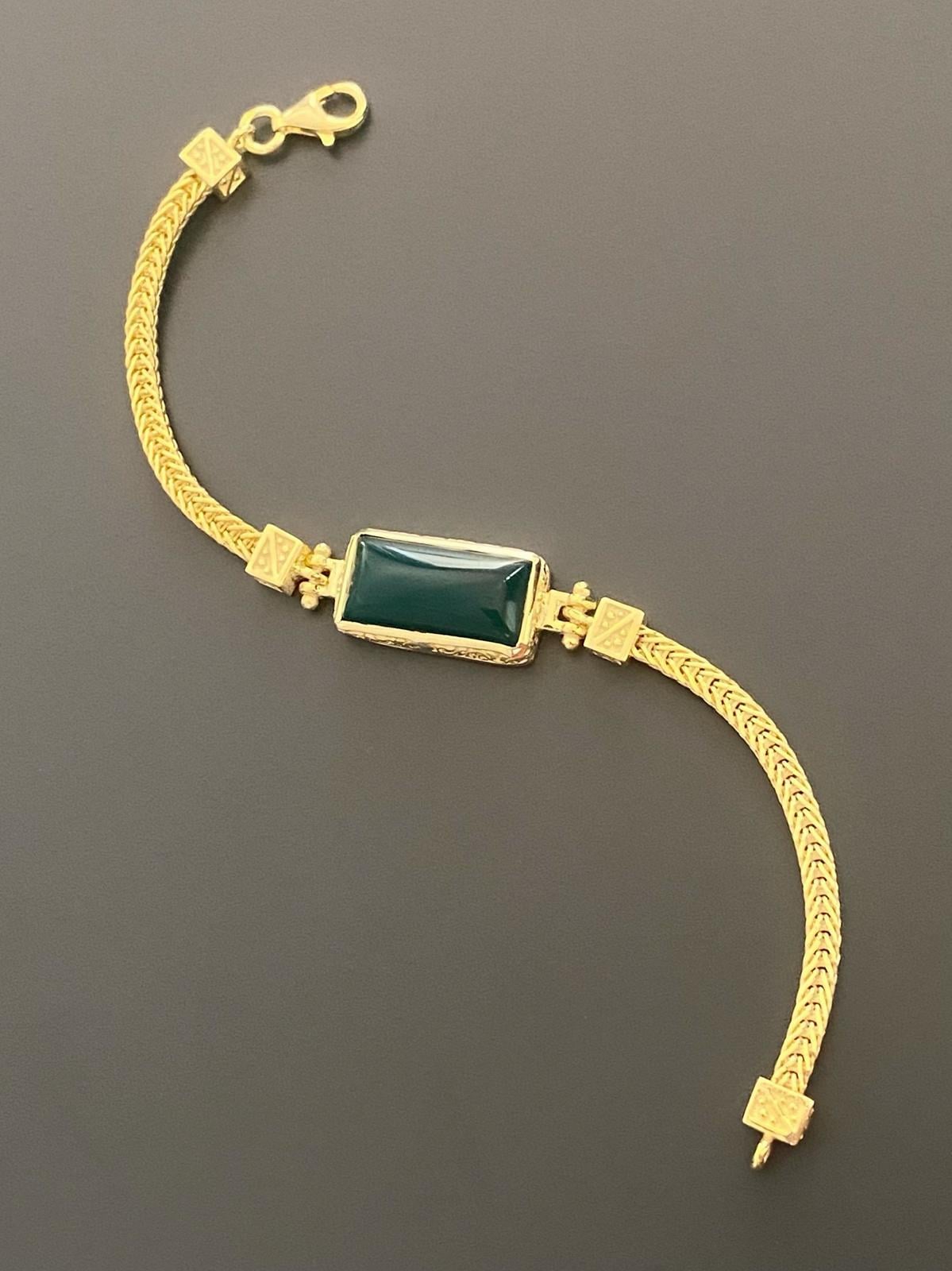 Yeşil Akik Taşlı Bileklik