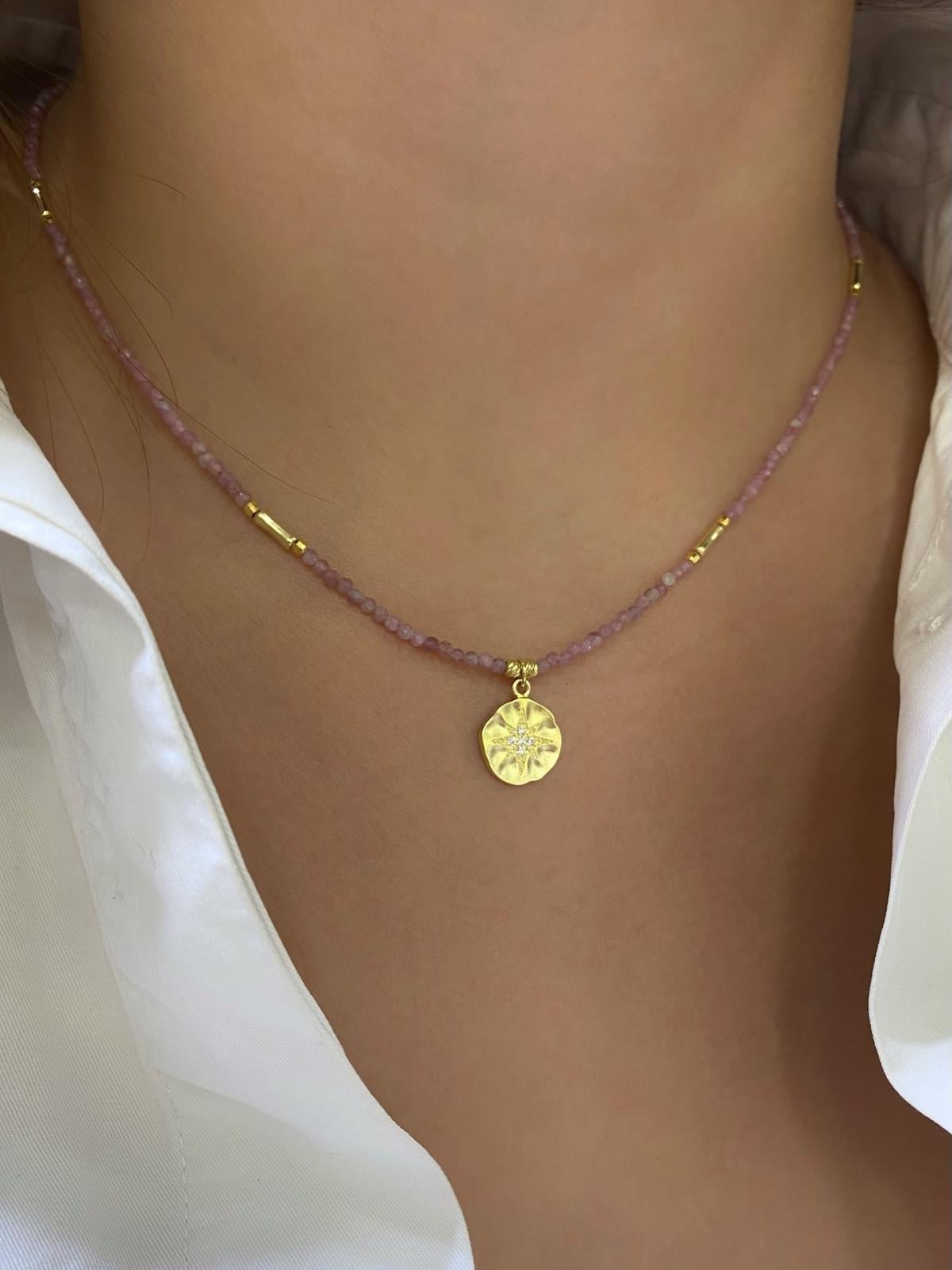 Pembe Kuvars Dizi Kolye