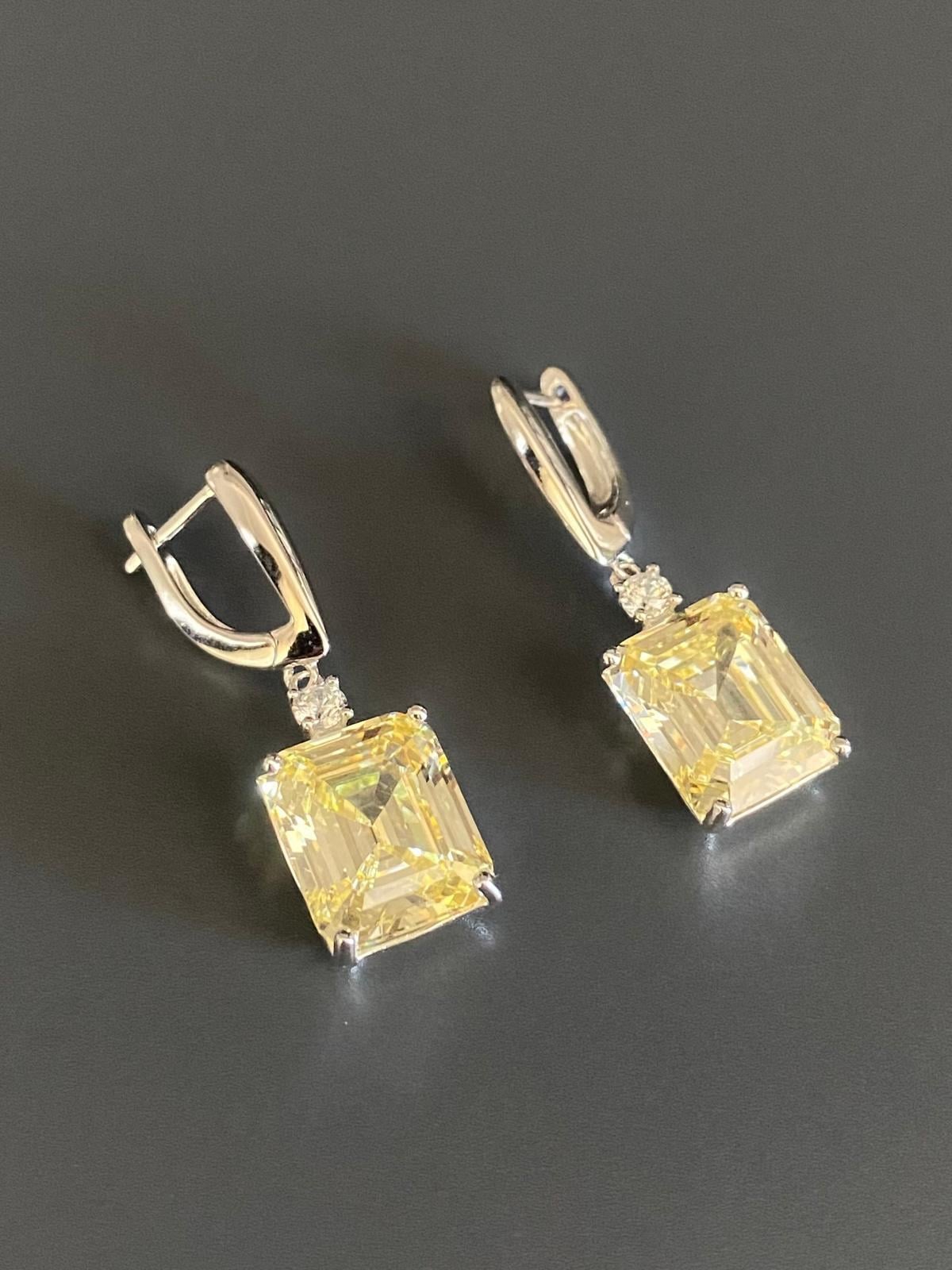 Baget Citrin Taşlı İtalyan Küpe