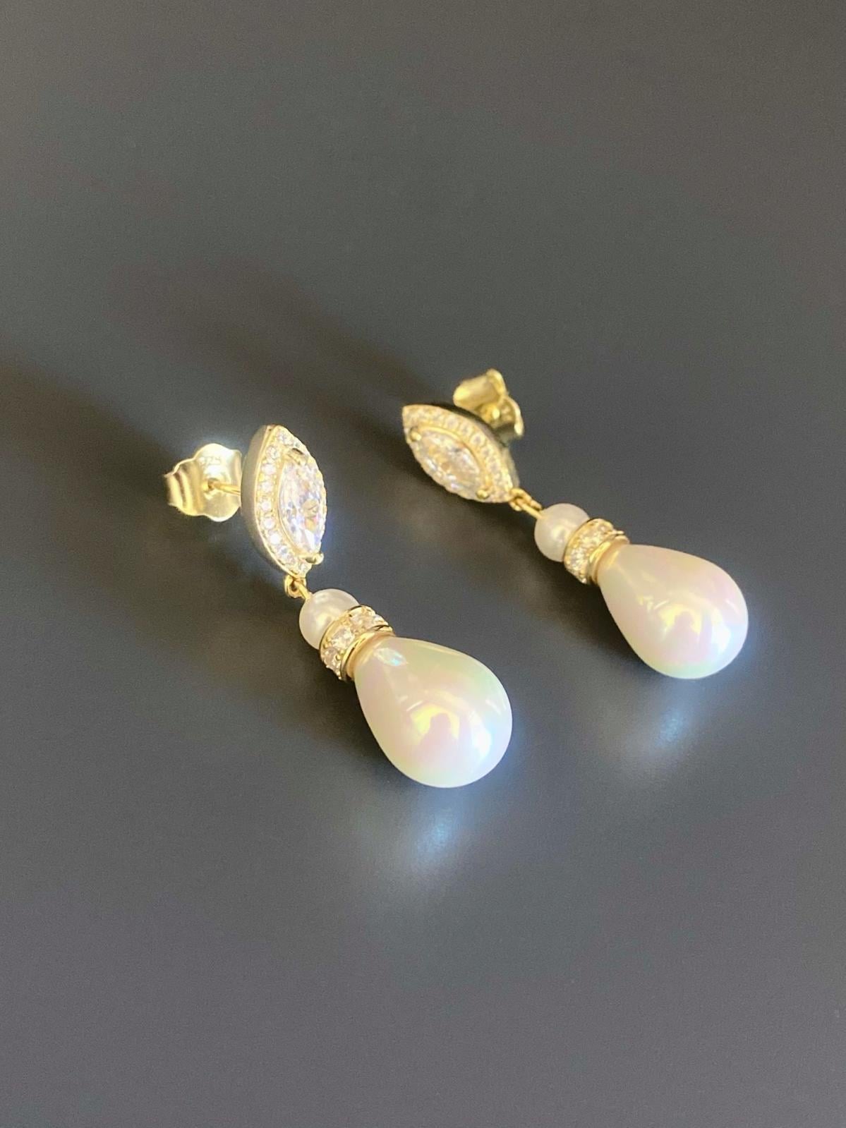 İnci Damla Gold Küpe