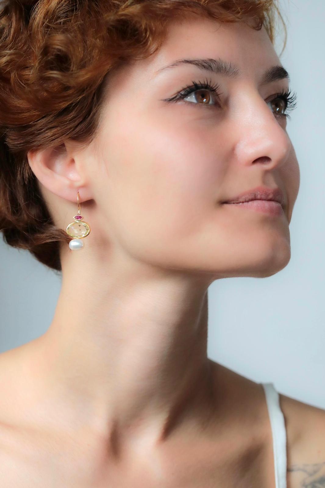 İncili Sitrin Küpe