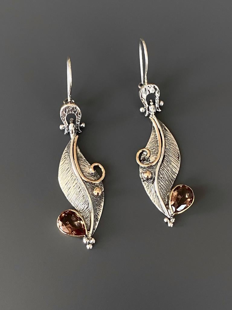 İncili Yaprak Küpe