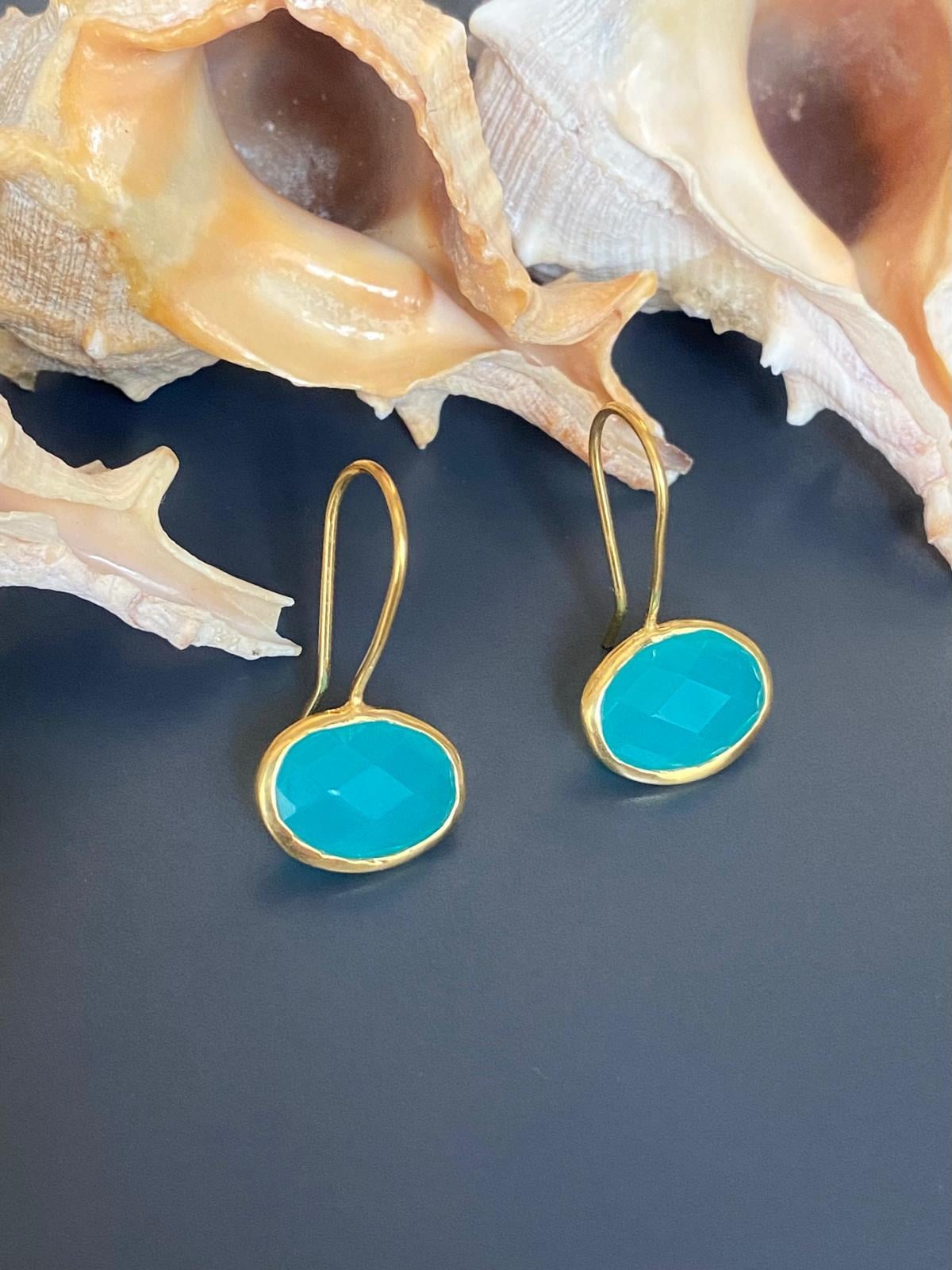 Oval Aquamarine Küpe