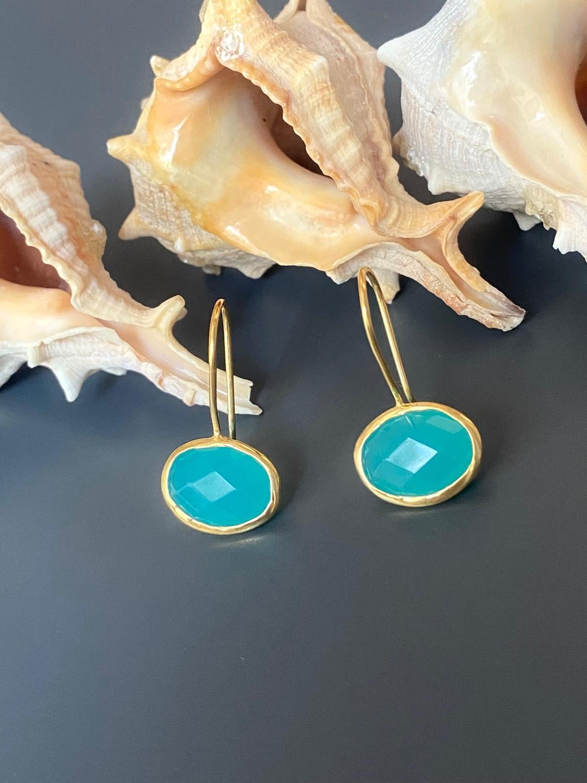Oval Aquamarine Küpe
