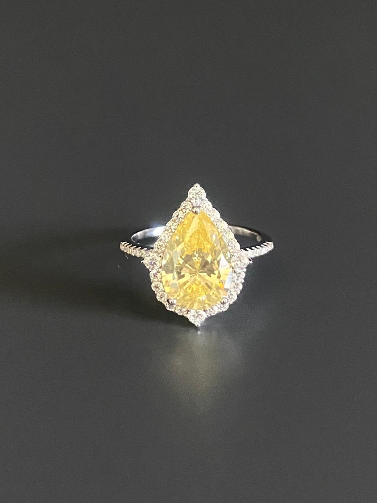 Damla Diamond Cut Citrin Yüzük