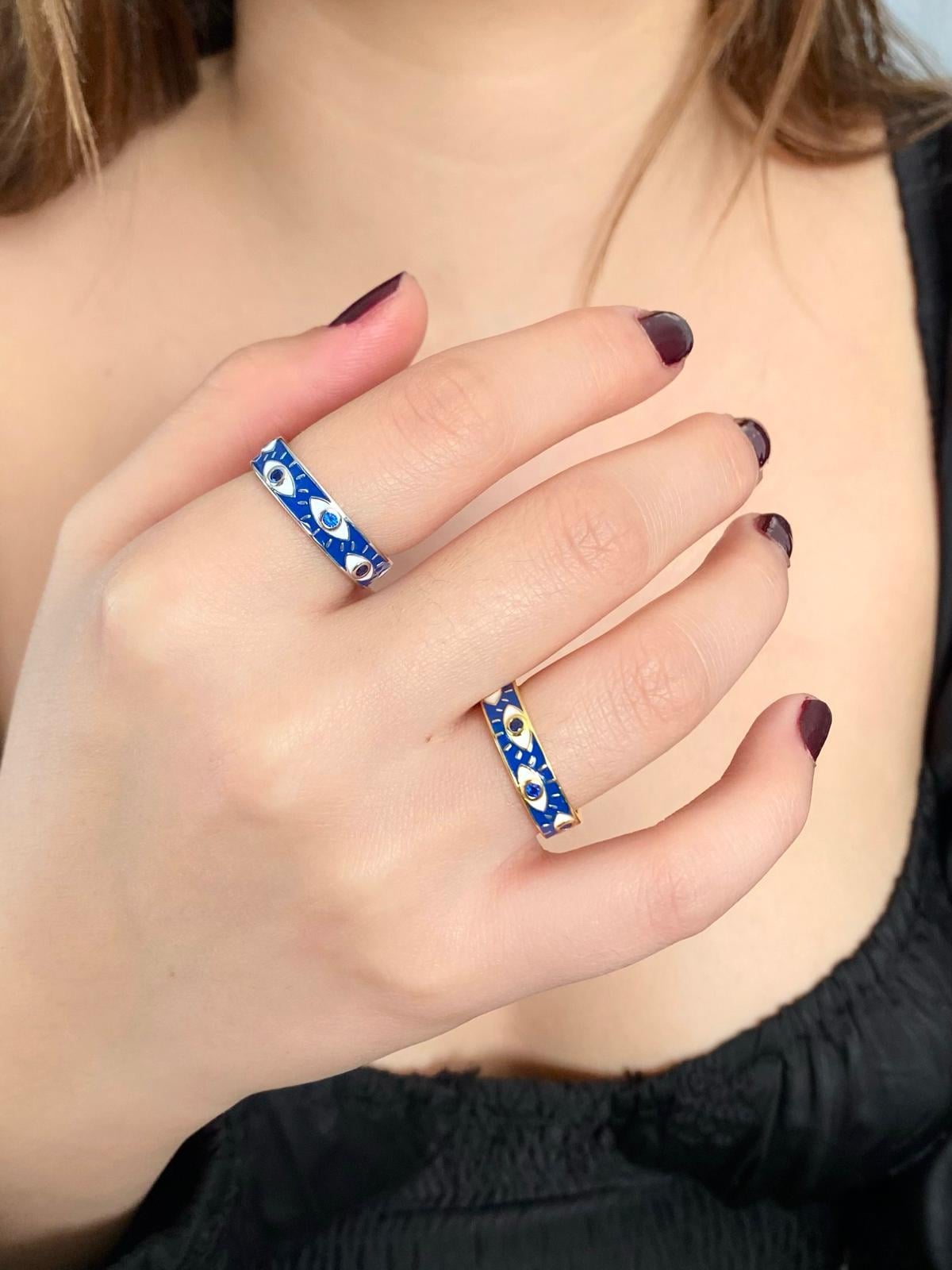 Mineli Göz Yüzük Silver