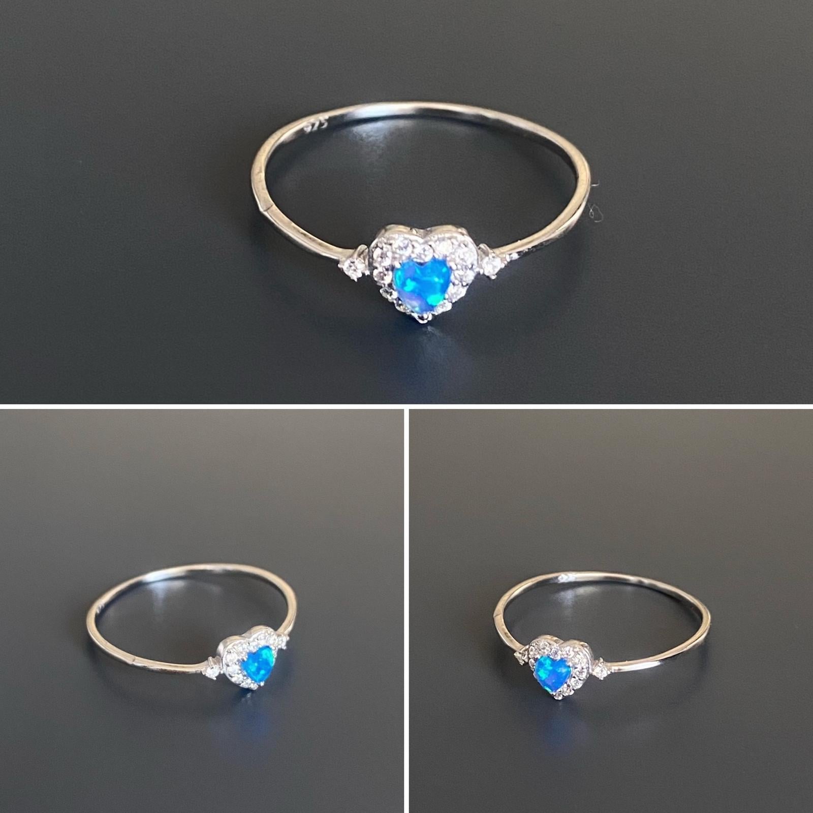 Opal Taşlı Kalp Yüzük
